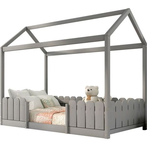 Gutent – Lit d'enfant 90 x 200 cm – Dispositif anti-chute – Sommier à lattes en pin et MDF – Poids max 120 kg – Design moderne (1/5)
