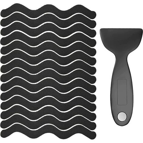 Autocollants antidérapants - Convient pour baignoires, douches, escaliers, etc. - 24 autocollants - 1,3 x 18 cm - Noir (1/5)