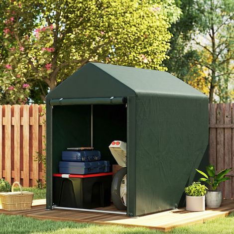 Vert 1,2x1,8x1,65 m - Tente de jardin pour vélos doté de 2 pièces Porte avec fermeture éclair Étanche anti-UV (1/4)