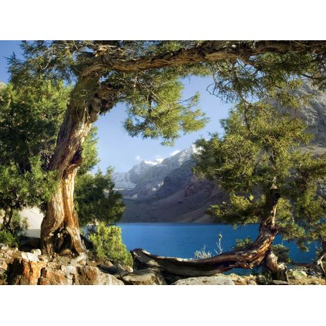 papier peint panoramique montagnes vert, bleu et gris - Sanders & Sanders (1/2)
