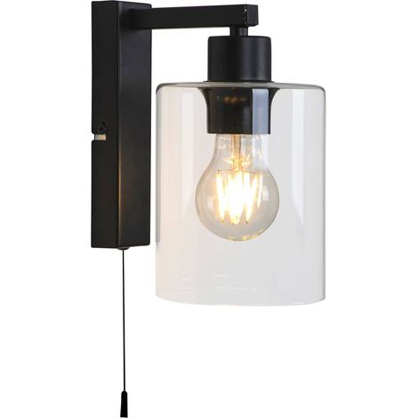 MIROSLAW, GLASS WALL LAMP, E27 1X MAX 40W, MATT BLACK, WITH (1/3)