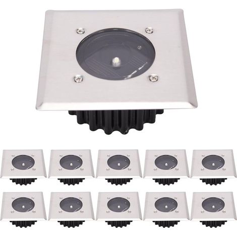 10 Pack Solar LED Ground Lights, Outdoor Light, Street Light, Buried Light, Waterproof IP65 (Cool White) [Energy Class A+] (1/5)