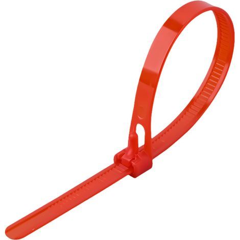 Lot de 100 attaches à glissière réutilisables en nylon (rouge, 5200mm) (1/5)