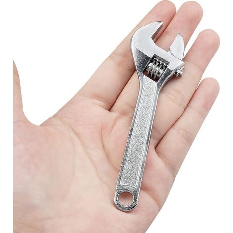 4" verstellbarer Schraubenschlüssel, 100 mm Länge, Mini-Verstellschlüssel aus silberfarbenem Stahl für Industrie und Kfz-Reparatur (verchromt) (1/5)