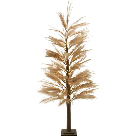Sapin de Noël Artificiel avec Lumières LED 190 cm Décoration Extérieur et Intérieur Moderne Beige Hauganes