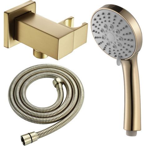 Badezimmer, Küche, WC, Handbrause-Set aus gebürstetem goldfarbenem ABS, Regenduschkopf, Massageduschkopf, Spa-Duschkopf, runder Handbrausekopf (1/5)