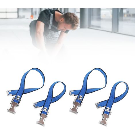 Knöchelriemen für Stelzen: Ersatzset aus flexiblem Nylon und Aluminium, 4-teilig, blau mit doppelter Befestigung (1/5)