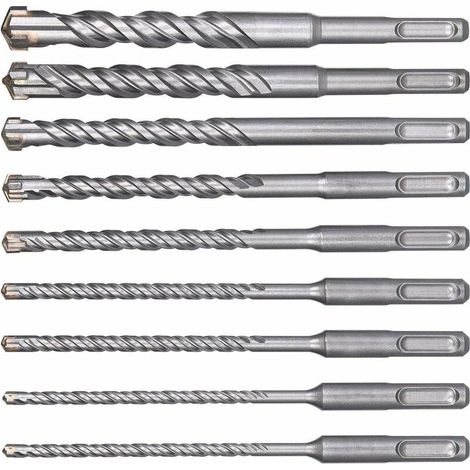 Betonbohrer-Hersteller - Bohrersortiment - SDS-plus - 9-teilig (5 mm 16 mm) Elektrischer Hammerbohrer SDS-Plus Kreuzbohrer für Beton, Ziegel, Stein, Natur. (1/5)