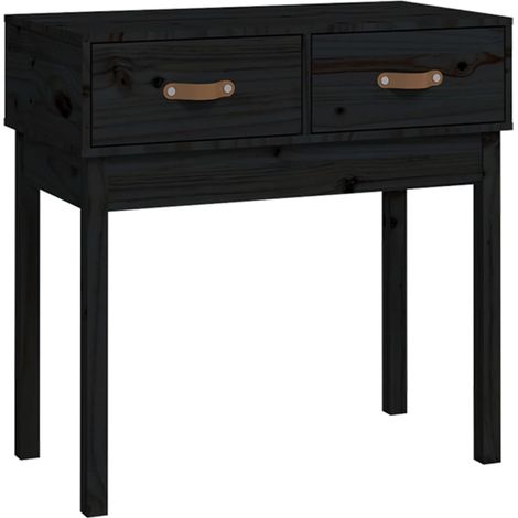 Table console,Table d'appoint,Bout de canapé,Meuble d'entrée Noir 76,5x40x75 cm Bois massif de pin (1/5)