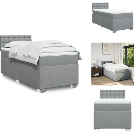 Boxspringbett mit Matratze Hellgrau 100x200 cm Stoff - Boxspringbett - Doppelbett - Bettsystem - Schlafsofa - Lattenrost (1/5)