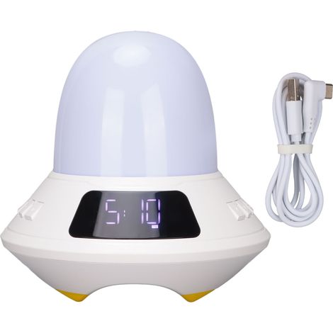 Radio-réveil Bluetooth - Haut-parleur Bluetooth - Veilleuse à intensité réglable - Lecteur MP3 avec carte mémoire - 4 niveaux de luminosité - 9 couleurs - 1 pièce (1/5)