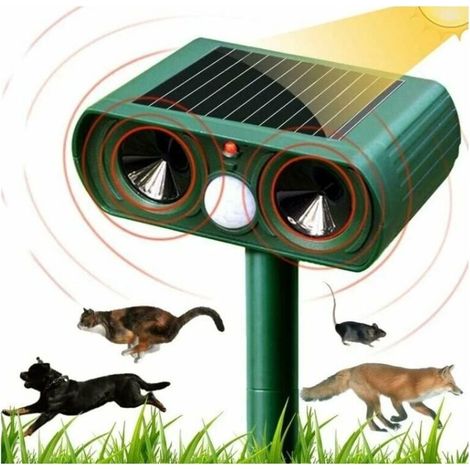Katzenabwehr für draußen, Ultraschall-Katzenabwehr, Solar-Katzenabwehr, wasserdichte Ultraschall-Nagetierabwehr mit Bewegungsmelder für Katzen, Hunde, Mäuse, Waschbären, Wildtiere (1/4)