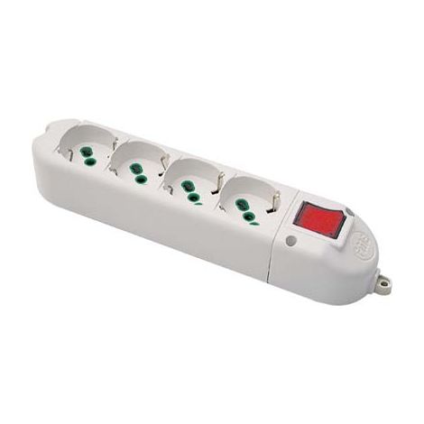 MULTIPRESA  CAVO BIPASSO + SCHUKO + INT.LUM FME  BIANCO POSTI 4 2P+T 16A