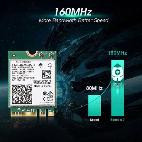 Carte réseau sans fil WiFi 6E AX210 Bluetooth 5.2 Photo couleur (1/5)