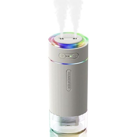 Humidificador portátil pequeño para dormitorio, doble boquilla, niebla fría, humidificador de aire personal para oficina. (1/4)