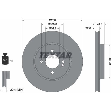 Lot de 2 Disques de frein Textar 92157905 MINI 34116774985 34116858651 6774985