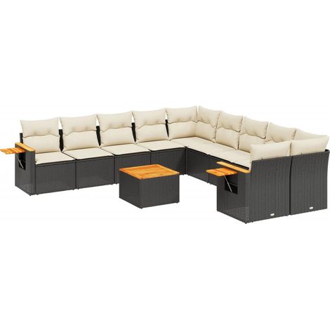 Maison Exclusive - Patio Sofa Set 11 plaza Black and Cream (1/5)
