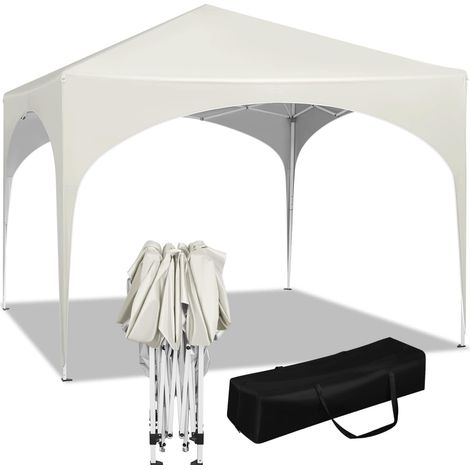 WOLTU Pabellón de Jardín Cenador Plegable Pérgola Cuadrada con Diseño Pop-Up y Techo semicircular Carpa con Cubierta Tela Oxford Hecho de Tubos Metales 3x3m Altura Ajustable para Camp y Playa Beis (1/5)