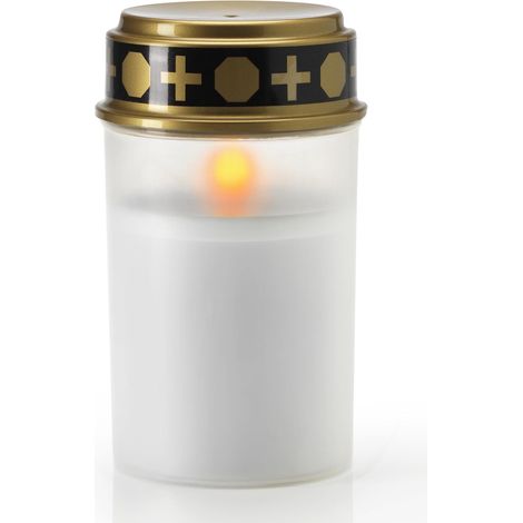 Lanterne funéraire LED blanche avec batterie et durée d'éclairage jusqu'à 6 mois - Bougie funéraire LED avec effet vacillant réaliste (1/5)