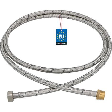 KOTARBAU® Flexible Robinet 1/2" x 1/2" - Flexible Eau - Tuyau Robinet 200 cm - Mâle x Femelle - Rallonge Robinet Cuisine Flexible - Acier Inoxydable - Tuyau Flexible Plomberie (1/4)