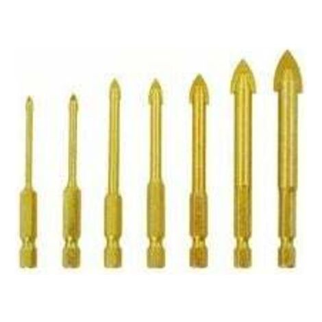 7 Pcs Foret Carrelage, Perceuses à Béton,Diamètre 3/4/5/6/8/10/12mm peu de Foret de Tuile 1/4peu de Foret de Tête de Lance de Sortilège Pour la Tuile de Verre en Céramique Miroir de Marbre