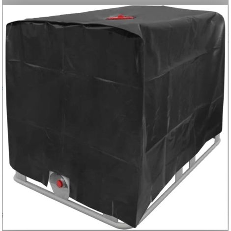 Housse pour réservoir d'eau IBC 1000L, protection UV et pluie, dimensions 120x100x116 cm, noire.