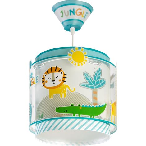 Lustre Chambre Lampe Suspension Plafonnier Pour Enfants, My Little Jungle Animaux, 76112M, Vert, Lion alligator girafe, E27 (1/5)
