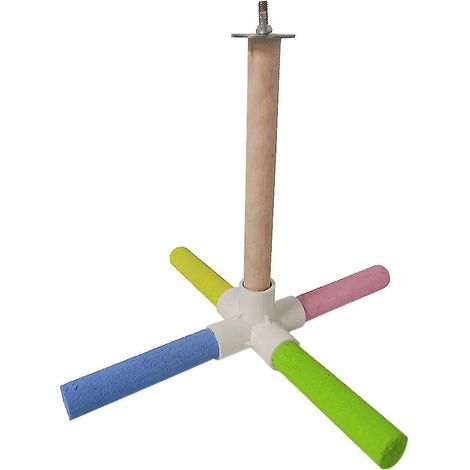 Perchoir en bois pour oiseaux, barre de maintien stable, station de brossage, accessoires pour cage (1/4)