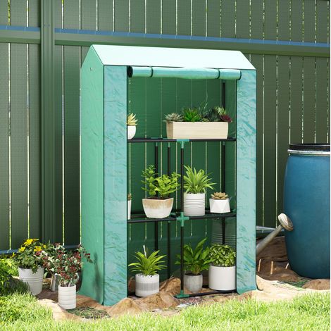 Foliengewächshaus mit Regalen Rolltür 100x40x150 cm OKMYHOME (1/4)