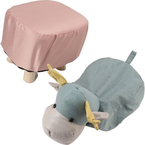 Tabourets antidérapants animaux en forme de girafe mignonne et souple, petits tabourets pour enfants, bleus