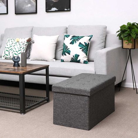 Ottoman de stockage pliable 80L avec couvercle rabattable, (1/5)