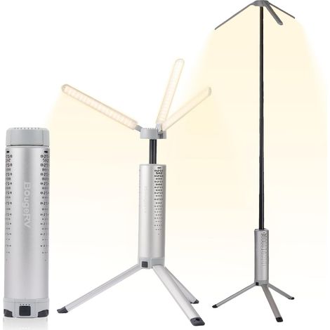 Lampe Camping T1,Autonomie 8–102h, Télescopique 1,68m, Argentée (1/5)