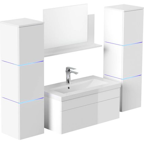 HOME DELUXE - Set completo di mobili da bagno WANGEROOGE BIG Made in Germany Colore: bianco, taglia: XL (1/5)