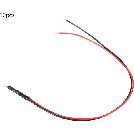 10 pièces 12v 3mm diode électroluminescente LED câble multicolore filaire 20cm 0.06W(1) (1/5)