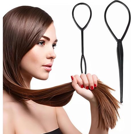 herramientas para peinar el cabello, creación rápida de moños, coleta, accesorio para cabello negro, tutorial incluido, uso diario. (1/5)