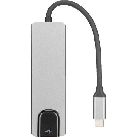 Hub USB-C 5-en-1 (USB-C vers RJ45/HDMI/USB-C/USB) gris (1/5)