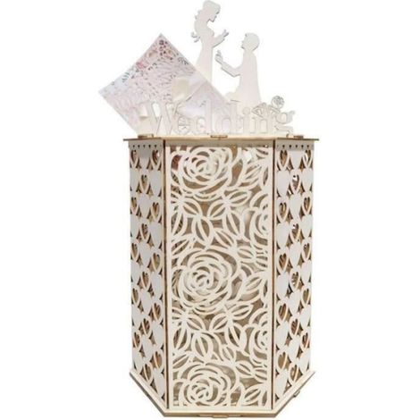 Boîte À Cartes - Bois - Beige - 46x23 cm - Pour Mariage - 1 Pièce (1/5)