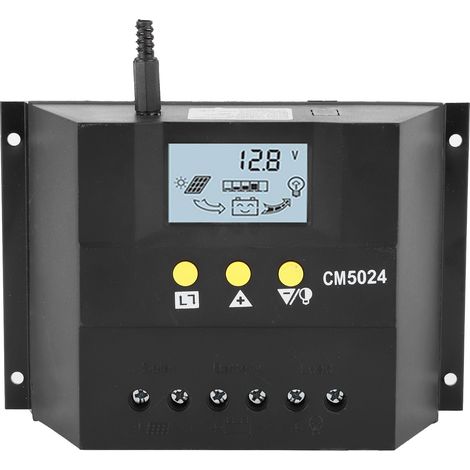 Régulateur de charge solaire PWM 50A 12V/24V avec écran LCD pour panneau solaire et batterie (1/5)