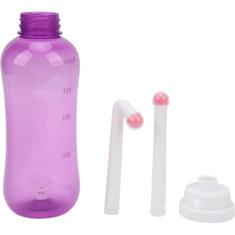 Bidon lavant portable pour voyage, douchette intime vaginale 500ml, tête droite violette, irrigation féminine réutilisable (1/5)