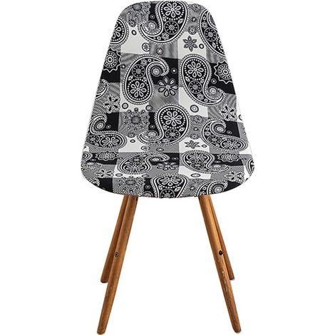 Housses de Chaise Salle à Manger Scandinave Housse de Chaise de Forme incurvée Lot de 4 Non Noir et Blanc (1/5)