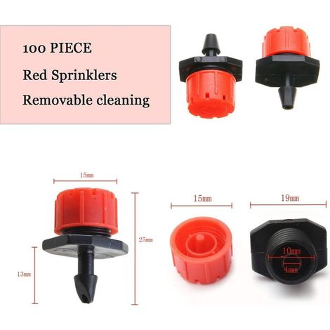 100 Stück 4/7-mm-Tropfbewässerungssprinkler, Mikro-Tropfbewässerungssprinkler, verstellbare Gartenbewässerung, Mikro-Tropfbewässerungssystem, Bewässerungsset (1/4)