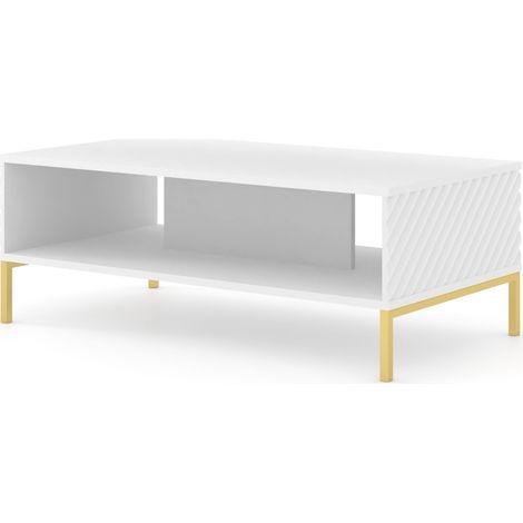 Tavolino SURF 90x60 cm fresato bianco opaco + gambe