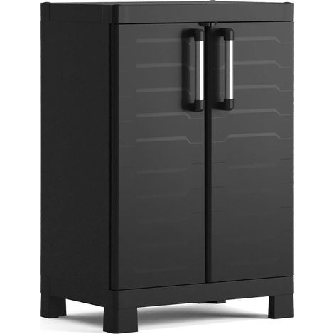 Dmora – Armoire de jardin étanche 2 étagères – Dimensions 45x65x97 cm – Meuble extérieur noir – Made in Italy