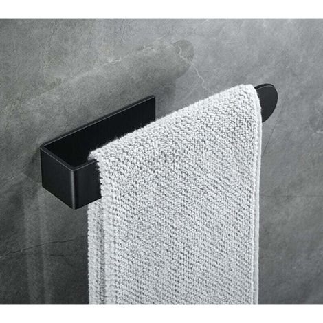Anneaux et rails de serviettes, porte-serviettes, anneau de serviette, porte-serviettes auto-adhésif pour salle de bain, en acier inoxydable (petit, noir) (1/4)