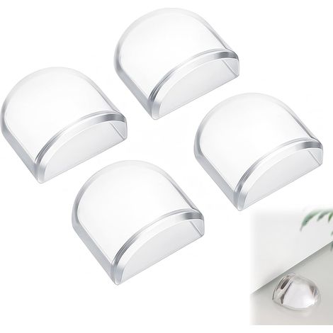 4 x Transparent Floor Door Stoppers, Door Stoppers on the Floor and Wall, Door Stop Without Drilling, Anti Slamming Doors, Protection Walls and Doors, Easy Installation (1/5)