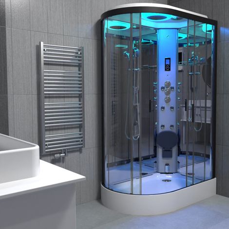 Insignia Black Steam Shower Cabin Enclosure Cubicle 1100x700 Offset RH Quadrant (1/5)
