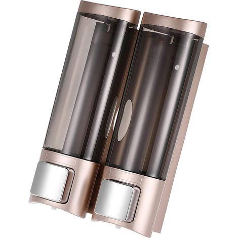 2 dispensadores manuales de pared de 200 ml, desinfectante/champú/gel, para uso en hoteles/aseos. (1/5)