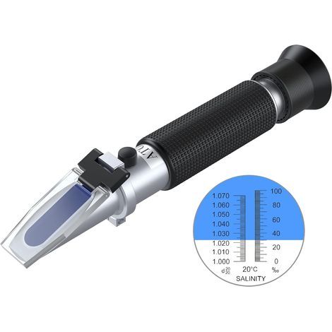 ATC Refractometer, Range 0-100‰, Density 1.0-1.070, For Saltwater Aquariums and Fish Farming (1/5)