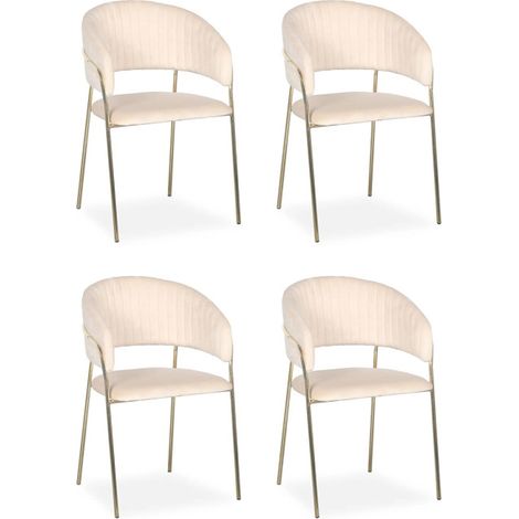 Lot de 4 Chaises en Velours "Batora" 79cm Beige (1/5)