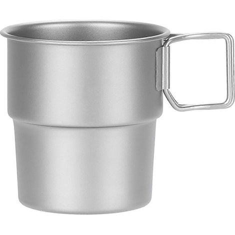 Stapelbare Kaffeebecher aus Titan, Campingbecher, 300 ml, faltbarer Griff, wiederverwendbares Metall